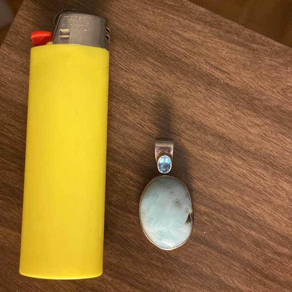 Larimar Turquoise Crystal Semi Precious Stone Pendant - Picture 6 of 6